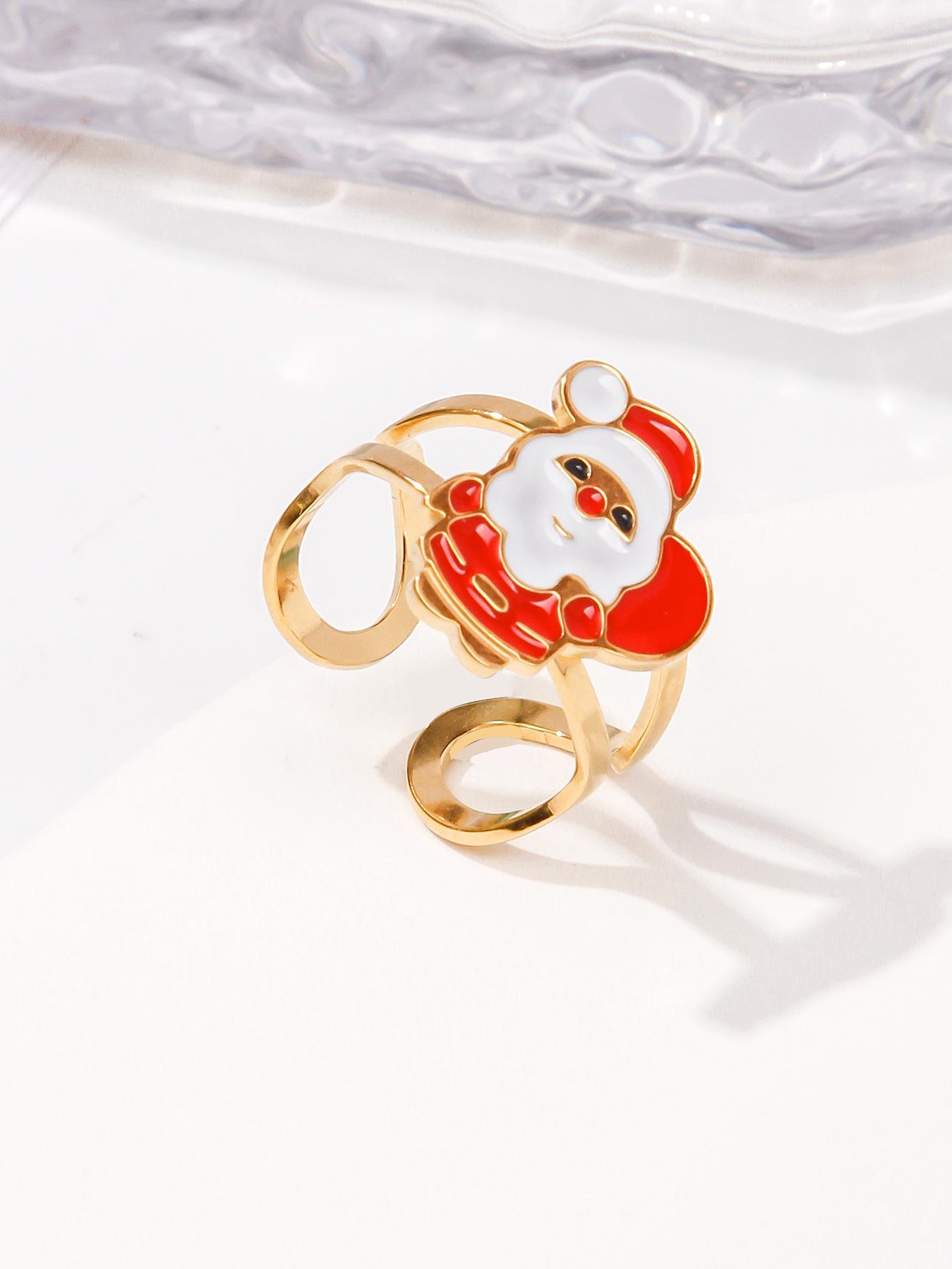 

Trendy Open Monster Stainless Steel Ring: European & American Style for Halloween & Christmas Adjustable