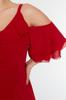 Moda damska Nowa sukienka w dużych rozmiarach, czerwona, tkana, z podwójnym kołnierzem, szyfonowa suknia wieczorowa
