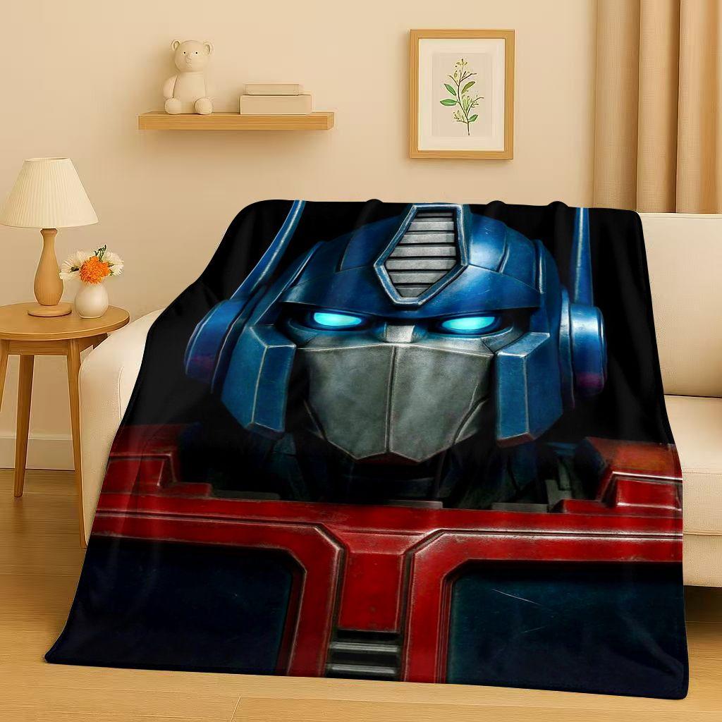 HD Cartoon T-Transformers Optimus Prime Bumblebee Flannel Blanket,Soft Warm Plush Throw for Home Bedroom Bed Sofa Cover Office
