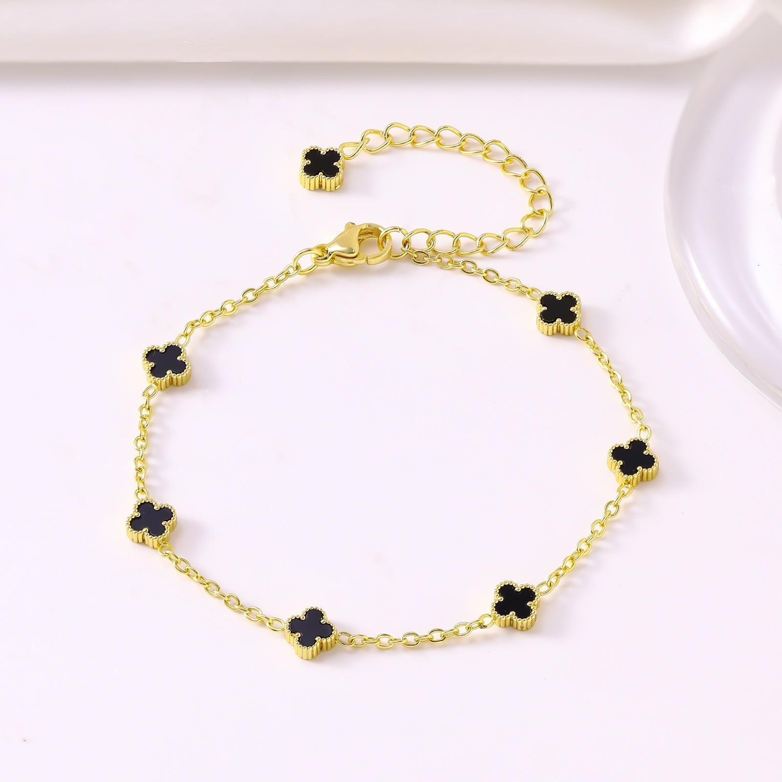 

Stainless Steel 6mm Lucky Bracelet 18k Women s Fashion Versatile Jewelry чёрный