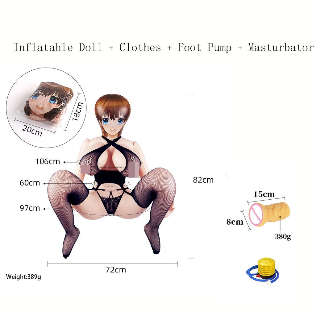 Thickened PVC Inflatable Sex Doll Male Masturbator Full Body with Squatting Pose Lifelike Adult Toy