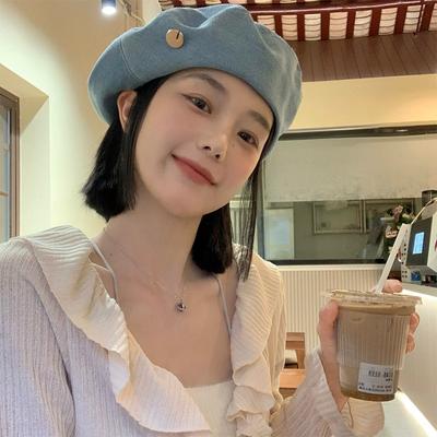 Autumn and Winter Hats Cowboy Beret Women's Korean Style All Match Face Showing Little Beret Hat Painter Hat Big Head Circumference