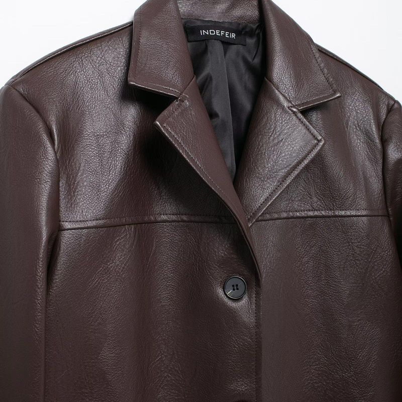 Kaslead New Arrival Women's Clothing Fashion Style Fashion Minimalist Old Money Style Leather Suit Outwear 0471273