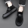 Spring Autumn New Designer Leather Loafers Male Casual New Designer Black British Platform Shoes for Men