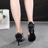 Latein-Tanzschuhe, glitzernde Strasssteine, Damen-Ballsaal-Tanzschuhe mit Absatz, 7 cm