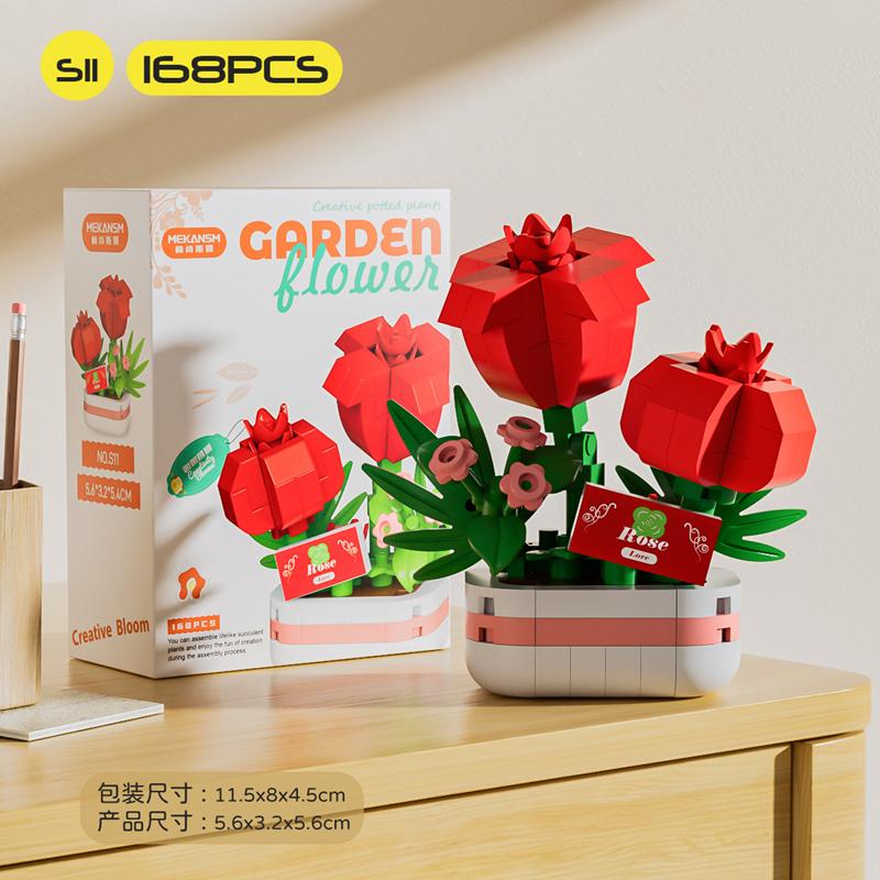 Building Blocks Potted Plants Immortal Flowers Fun Succulents Living Room Simulation Flowers Desktop Decoration Toys