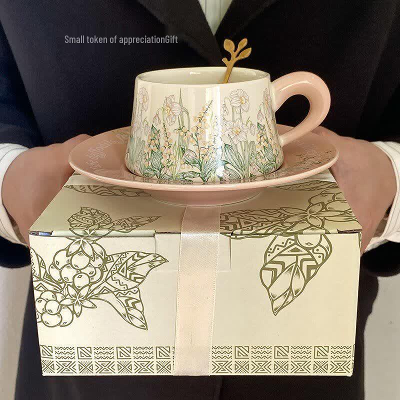 Pink Lily of the Valley Ceramic Mug & Saucer Gift Set