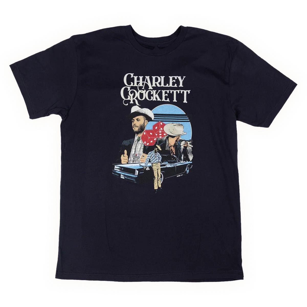 Rare Charley Crockett Live All Size Black Heavy Cotton T-Shirt XL