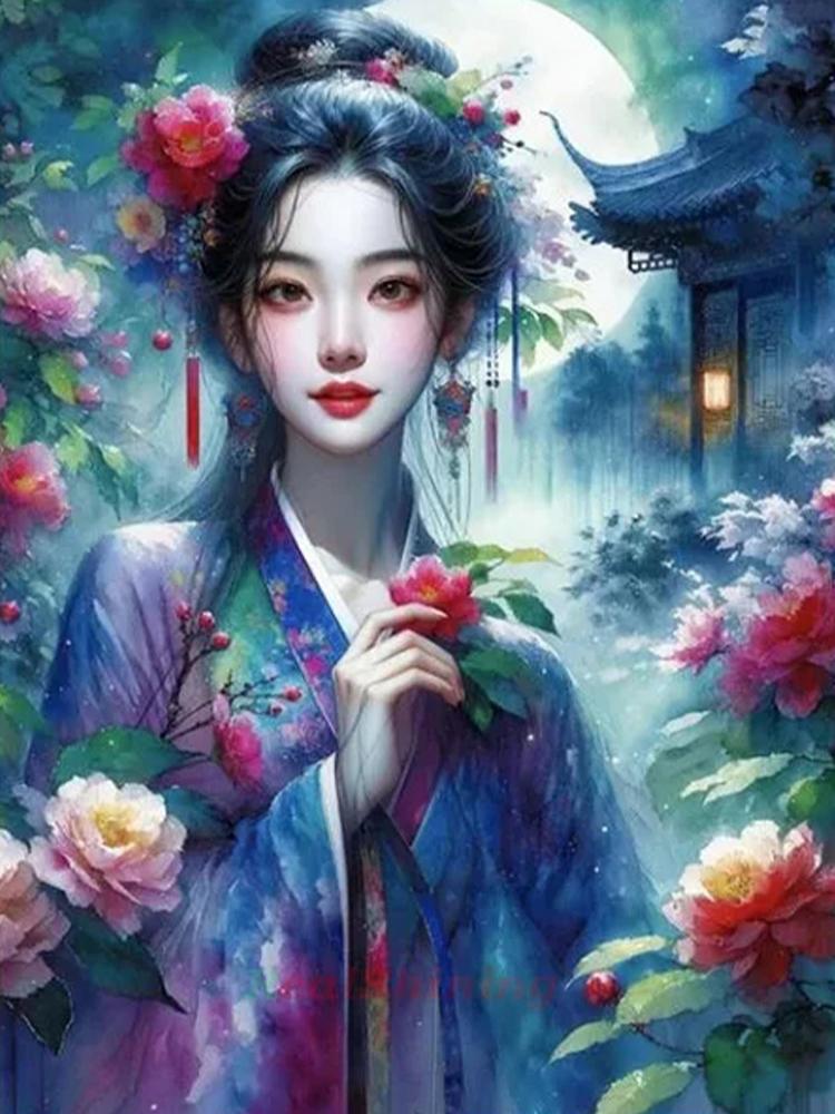 2024 Diamond Painting Set Chinese Ancient Style Beauty Diy Embroidery Mosaic Women's Portrait Cross Embroidery Home Decoration