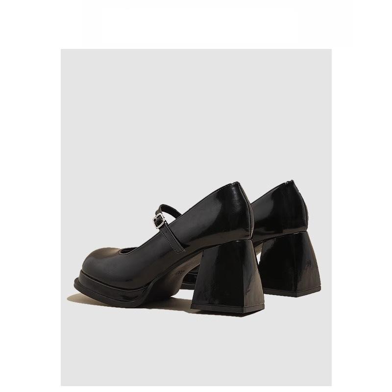 Height-increasing Mary Jane Shoes Women's Autumn New Thick Heel Jk Single Shoes Black Small Leather Shoes