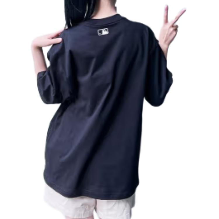 MLB SS23 Los Angeles Dodgers American Retro Letter Print Crew Neck Short Sleeve T-Shirt Unisex T-Shirts Black 3ATSB4033-50BKS