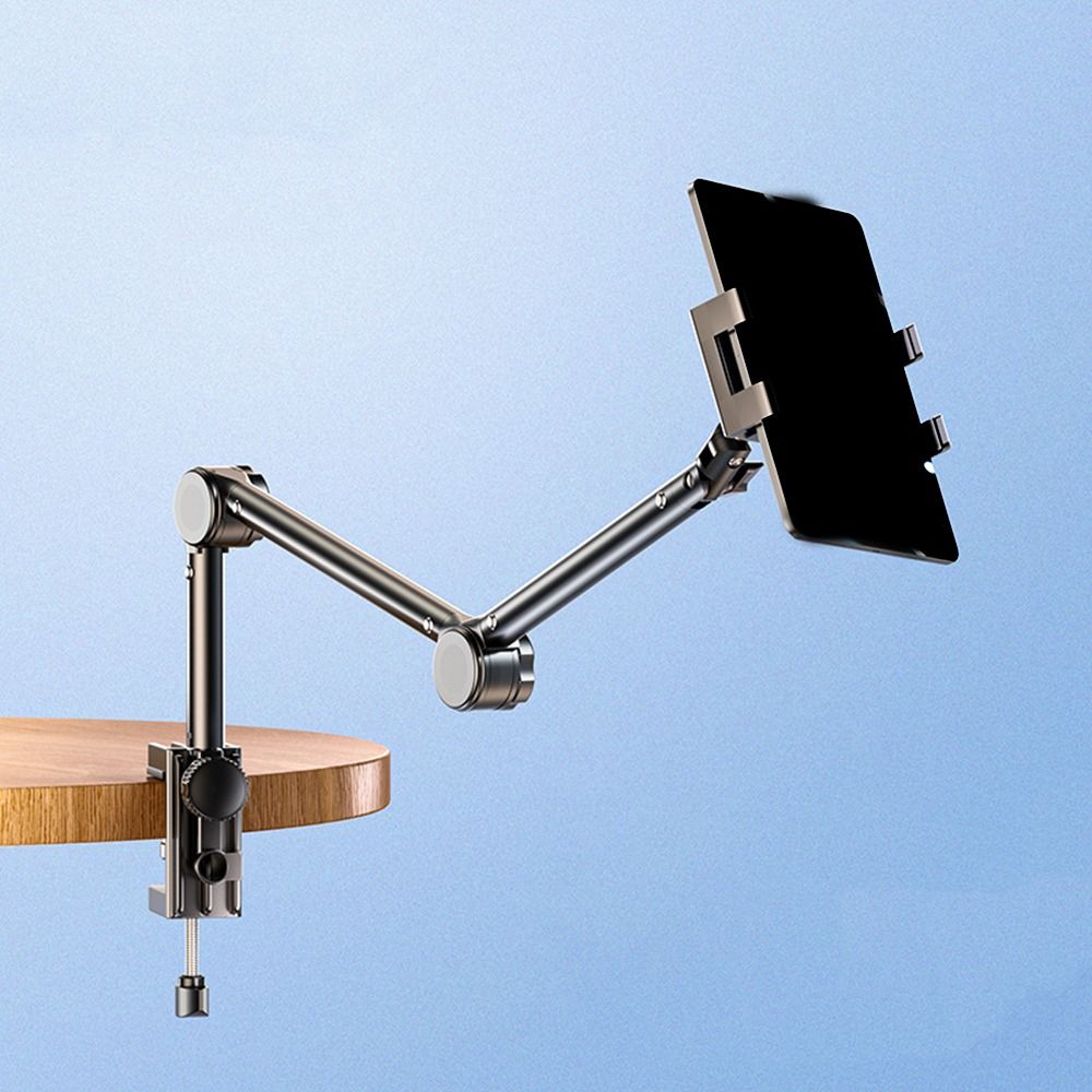 Carbon Steel Phone Tablet Holder 360° Rotating Mobile Tablet Mounting Stand Pad Tablet Bracket Bed