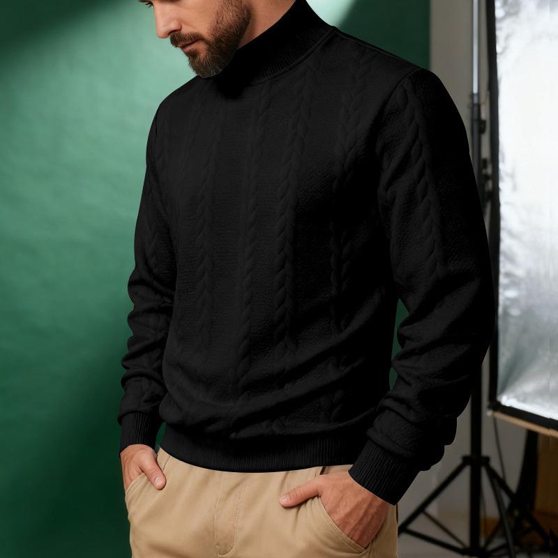 Men's Heavyweight American Style Cable Knit High Neck Winter Hoodie