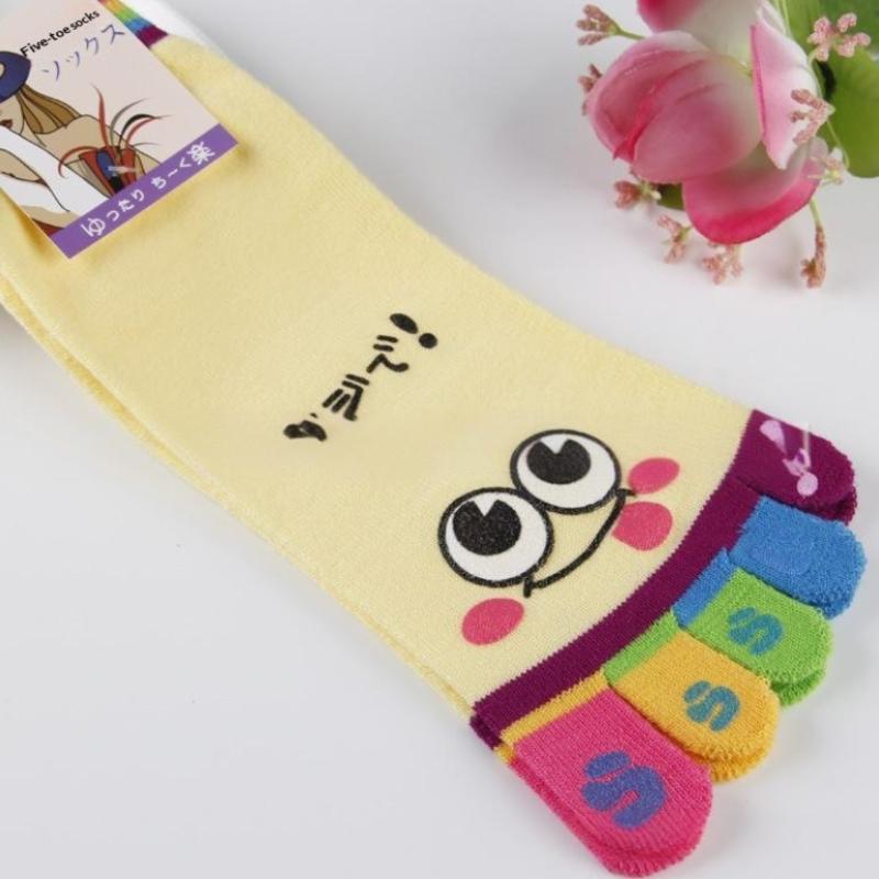 Cute Casual Five-Toed Crew Finger Show Funny Short Cartoon Cotton Socks Breathable Sweat Novelty Toe Socks High Quality