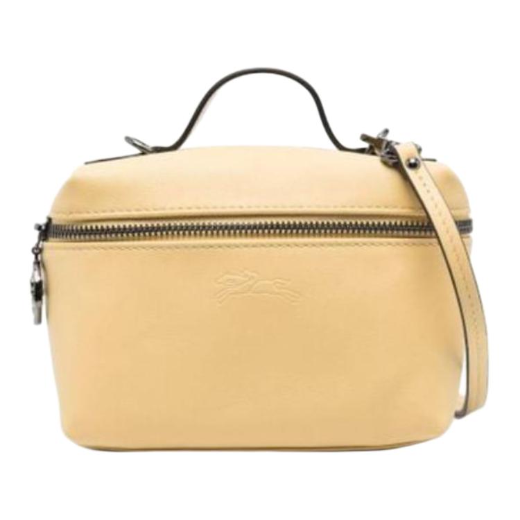

Longchamp Le Pliage Xtra Solid Color Embossed Logo Zipper Closure Leather Box Bag Mini Women Shoulder Bag Wheat 10187987A81 Basic Set (Bag+Dust Bag)