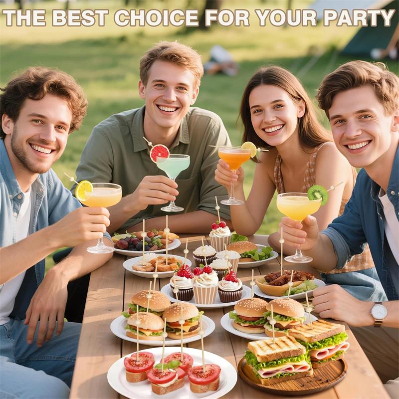 100 Stück Bambus Obstgabel Cocktailspieße Spieße Einweg Obstgabel Cocktailspieße Gabeln Food Picks Hochzeitsparty