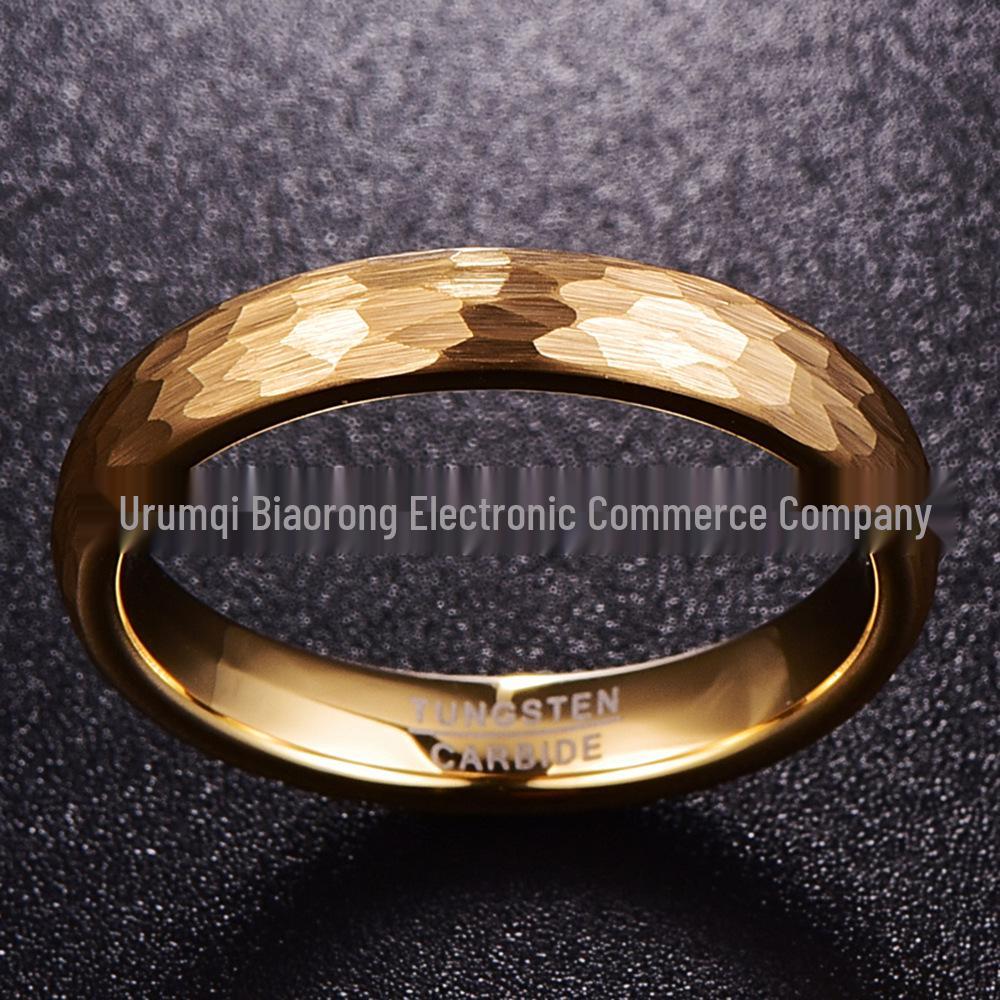 Elegant 4MM Gold Faceted Tungsten Ring, US Sizes 5-12