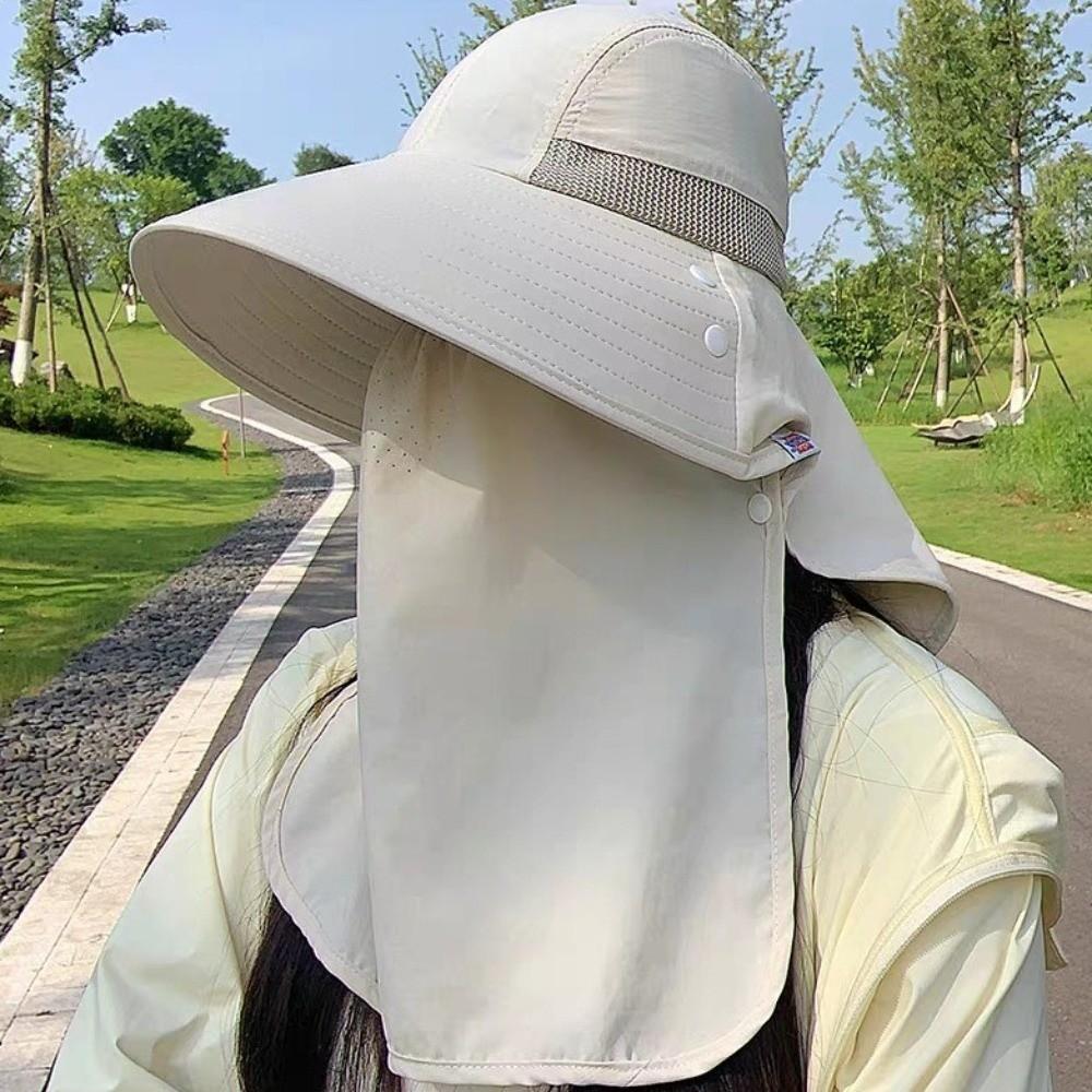 Breathable Face Covering Sun Hat Wide Brim Integrated Fishing Hat  Outdoor Activities