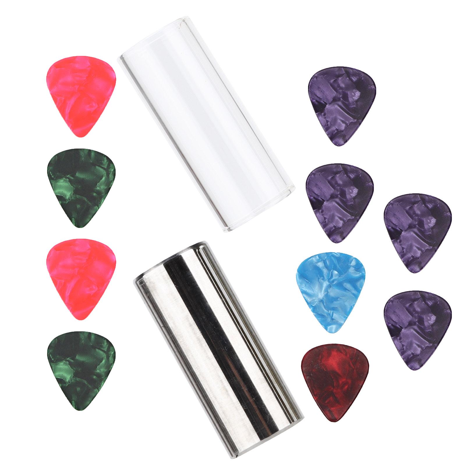 

2Pcs Guitar Slide Stainless Steel Glass Tuning Bar with Celluloid Picks Playing Accessories