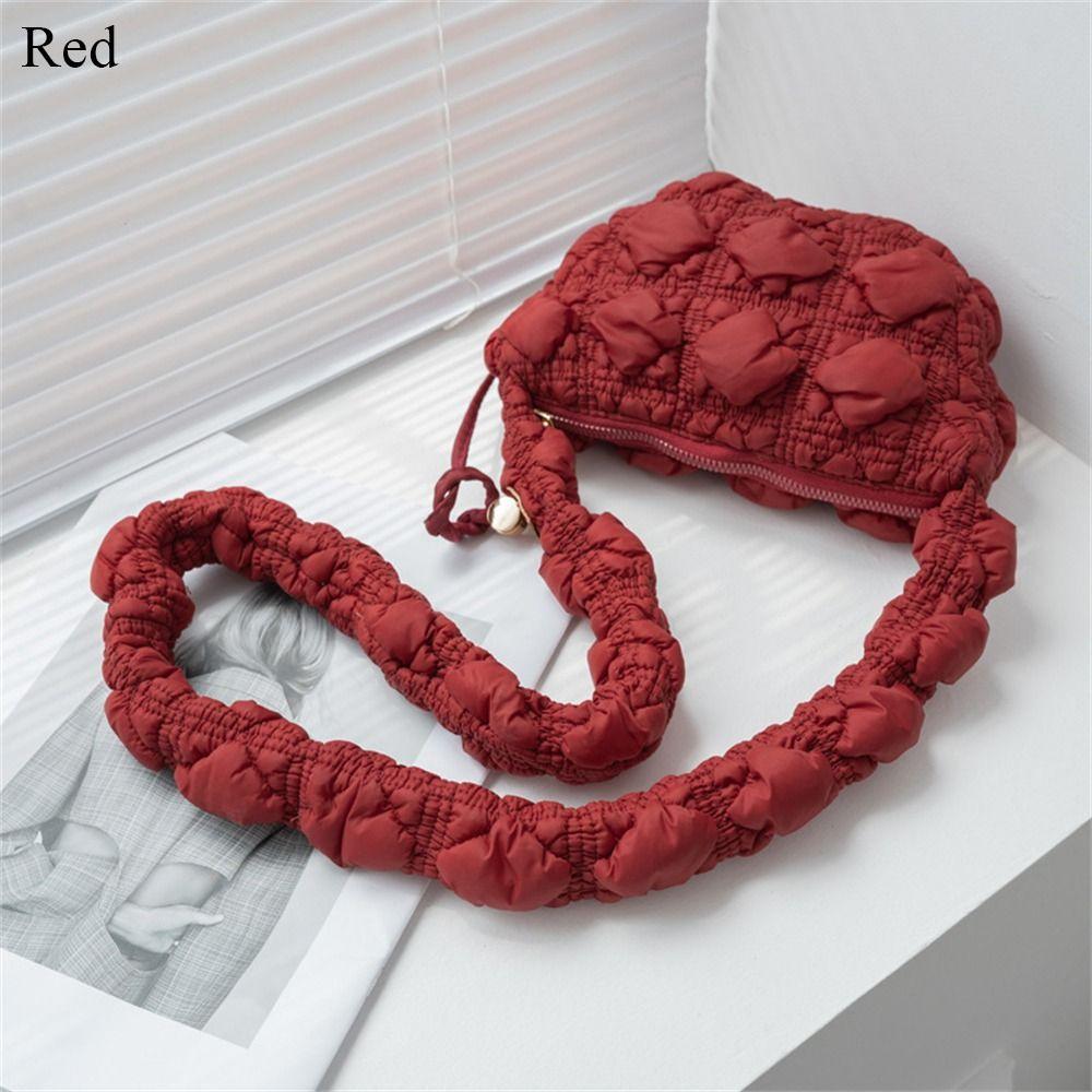 Women Cloud Pleated Bubbles Messenger Bag Elegant Quilted Shopping Bag Casual Shoulder Bag Fashion Simple Solid Color Handbags