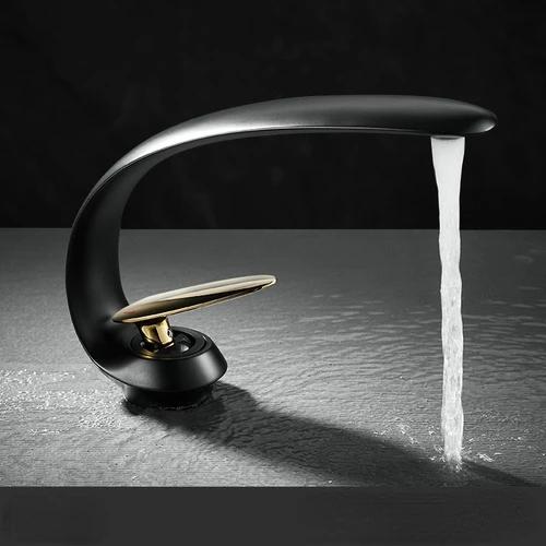 Creative Bathroom Sink Faucet Tap White Brass Wash Basin Faucets Single Handle Hot and Cold Waterfall Modern Elegant Mixer Tap