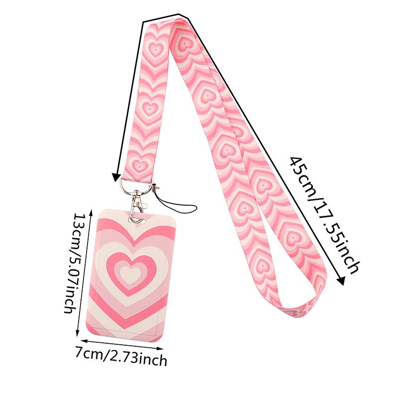 Heart-shaped Card Bag Keychain Lanyard Cartoon Hang Rope Phone Rope for Key ID Card Sleeve Badge Holder Neck Strap Key Cord Gift