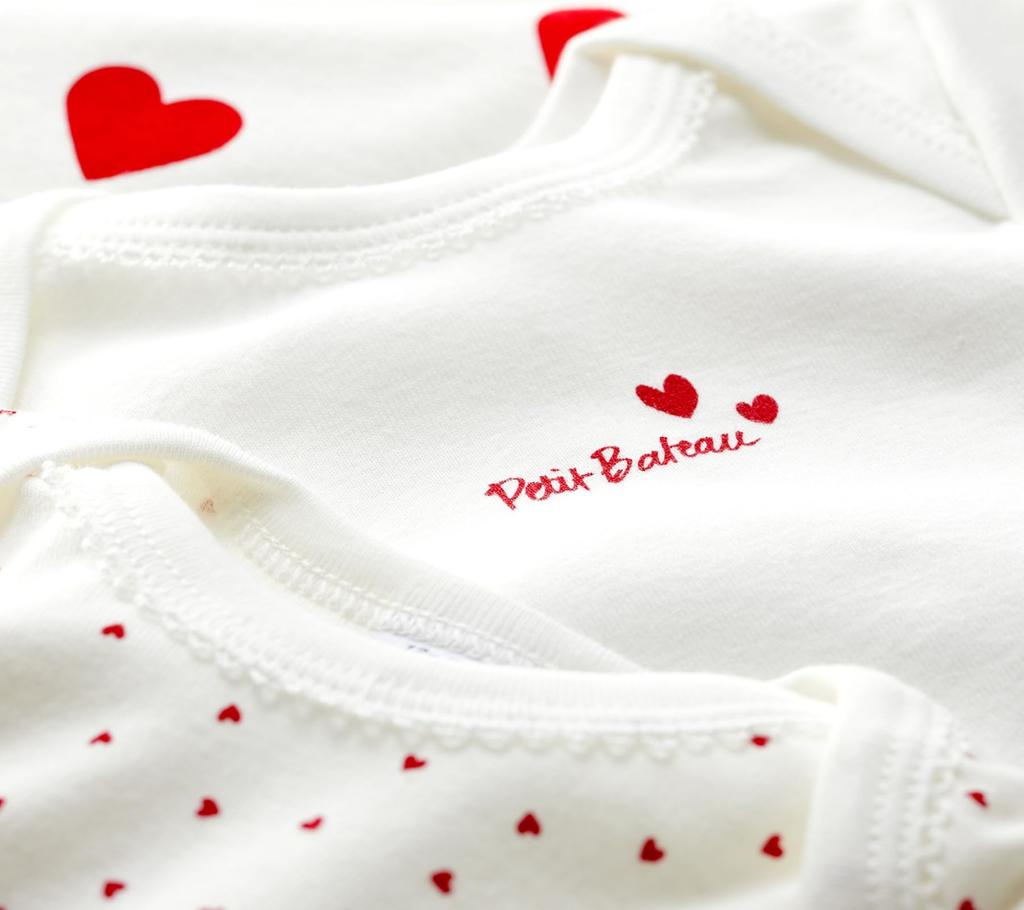 Petit Bateau Heart Print Long Sleeve Undershirts for Baby PB200 (3-Pack) Girls, A00BC00, 18MONTH, Other, PB20,