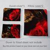 3pcs Bedding Set Black Red Rose Butterfly Print Cozy Duvet Cover King Queen Twin Single Size Birthday Gift Adult Bedroom Decor