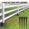 Fence Post Anchor Ground Spike, 4 Pack 36 X 4 X 4 Inches Outer Diameter (Inner Diameter 3.5 X3.5 Inches), Metal Black Powder Coated Post Stake Ground,
