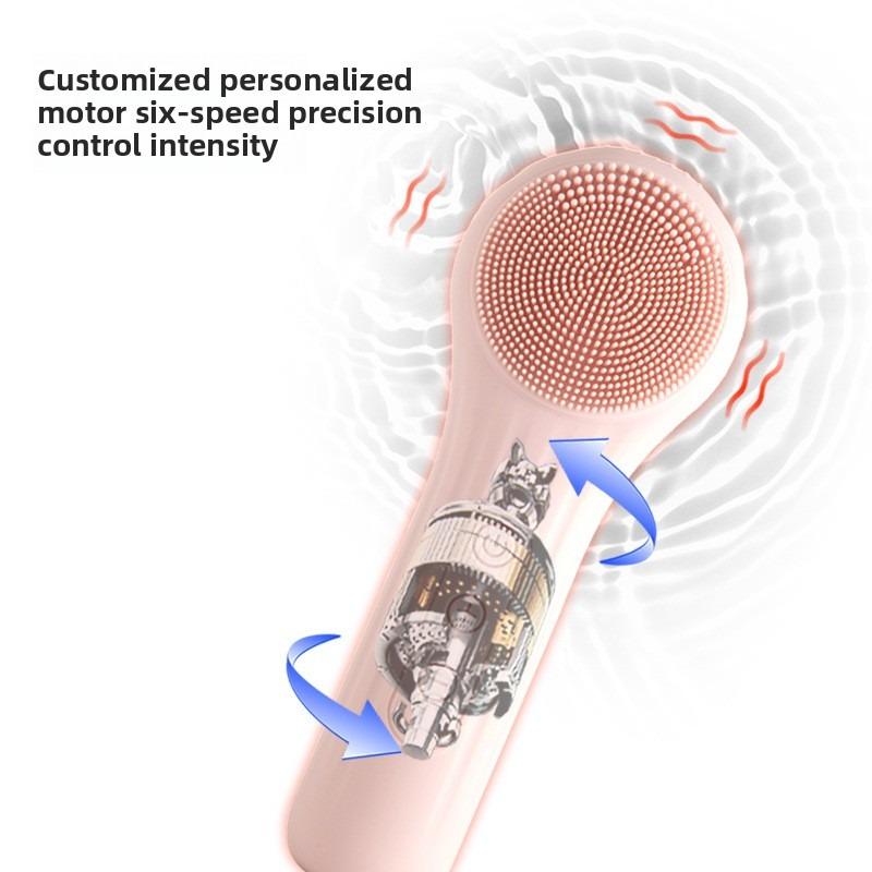 Sound Facial Cleansing Brush Waterproof Silicone Skin Care Massager with 3D Vibration For Deep Hole Cleansing