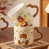 Creative and Cute Bear Mugs with LIDS Couple Cups with High Appearance Standards  Ceramic Cups Home Drinking Cups  Office Coffee Cups