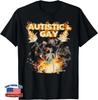 Autistic and Gay Funny Hard Skeleton Meme Graphic Bootleg T-Shirt
