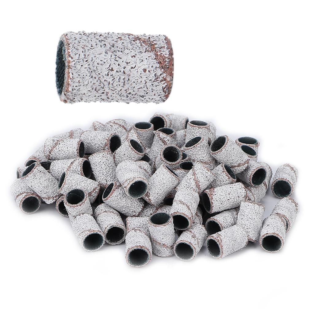 100pcs Nail Art Sanding Bands Professional Manicure Sanding Rings Nail Salon Tools White80#