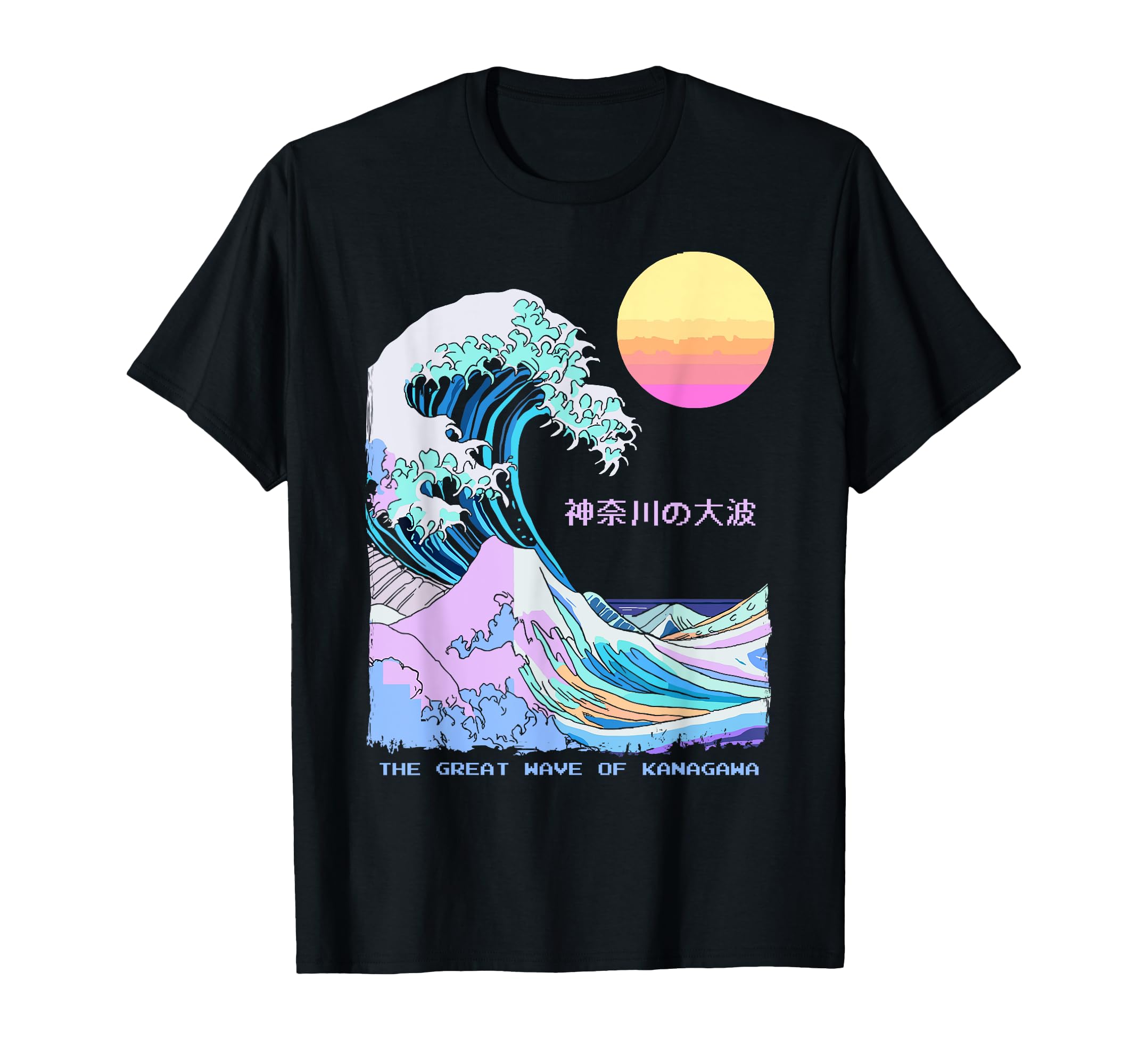 

Футболка Big Wave Kanagawa Retro Pixel Art в японском стиле 8 бит чёрный