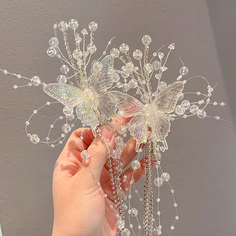 2023 Tassel Pearl Bow Hair Clip for Women – Elegant Fairy Headdress