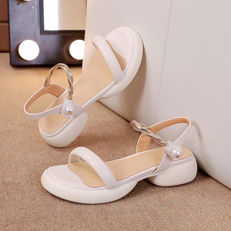 2025 new Chinese style national style summer new versatile simple casual thick sole with skirt open-toed sandals women