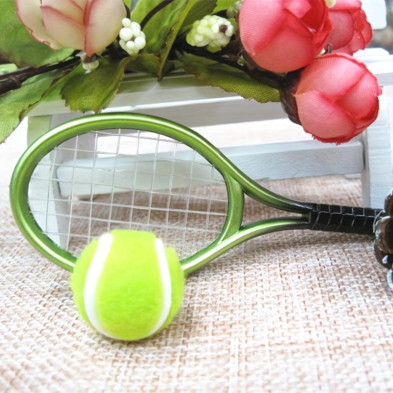 2pcs Creative Doll Tennis Racket Set with Balls  Miniature Sports Equipment for Dollhouses Decor