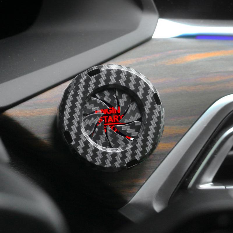 Car Start Button Cover Carbon Fiber Car Power Control Trim Stylish Car Power Control Trim Car Button Decoration Engine Start