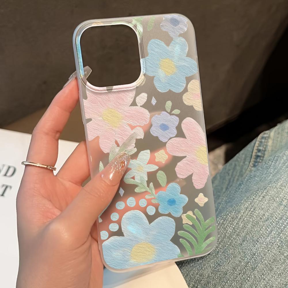 Soft TPU Transparent Flower  Phone Case for iPhone 11 Funda iPhone 13 14 15 Pro Max Plus 12 Mini 13pro 15pro 14pro Matte Covers