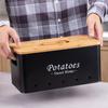 Potato Storage Jar, Onion, Garlic Head, Breathable Kitchen Square Bamboo Cover, Potato Dark Metal Storage Box