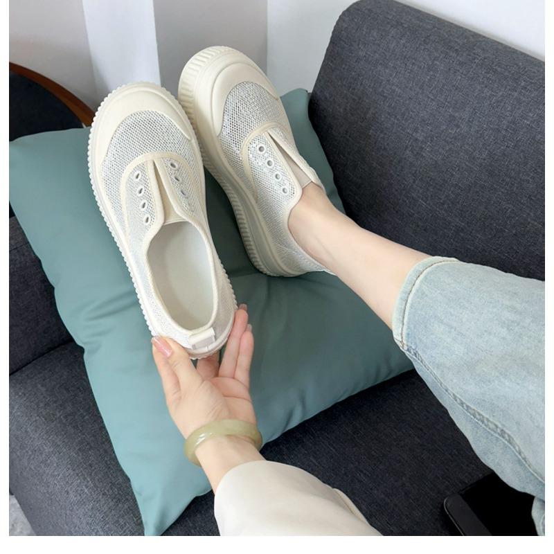 Breathable mesh shoes, round toe platform shoes, sneakers, versatile casual shoes, women's shoes
