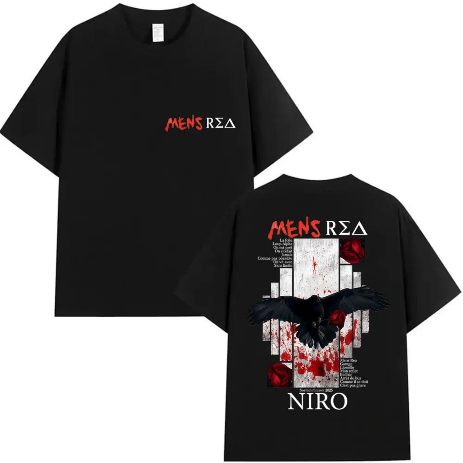 

Rapper MENS REA NIRO Album Merch T Shirt Men s Retro High Quality Cotton T-shirt Hip Hop Loose Short Sleeve T-shirts S чёрный