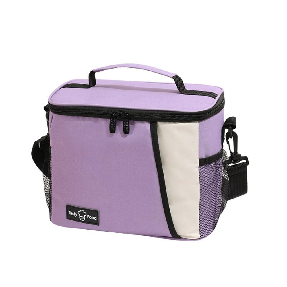 

Zipper Thermal Lunch Box Bag Adjustable Shoulder Strap Food Bag Bag Take Out фиолетовый
