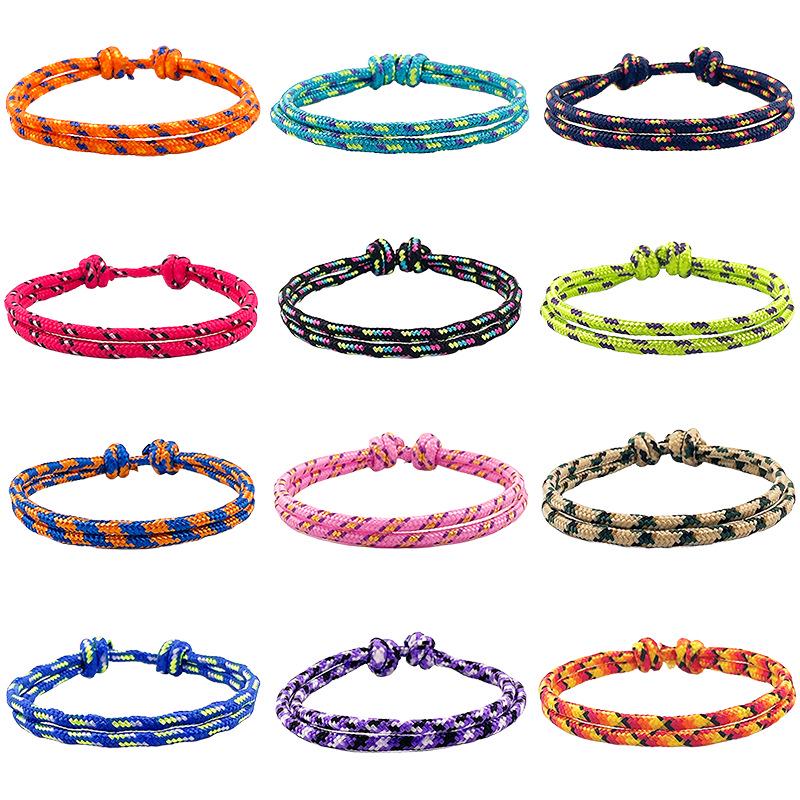 3mm Mehrfarbiges Nylon Nautisches Geflochtenes Seil Armband - Verstellbarer Layering Handmade Stil
