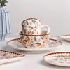 French Ceramic Plates Exquisite Flower Pattern Steak Cake Dishes Household Fruit Plates Household Noodle Bowls Ceramic Tableware