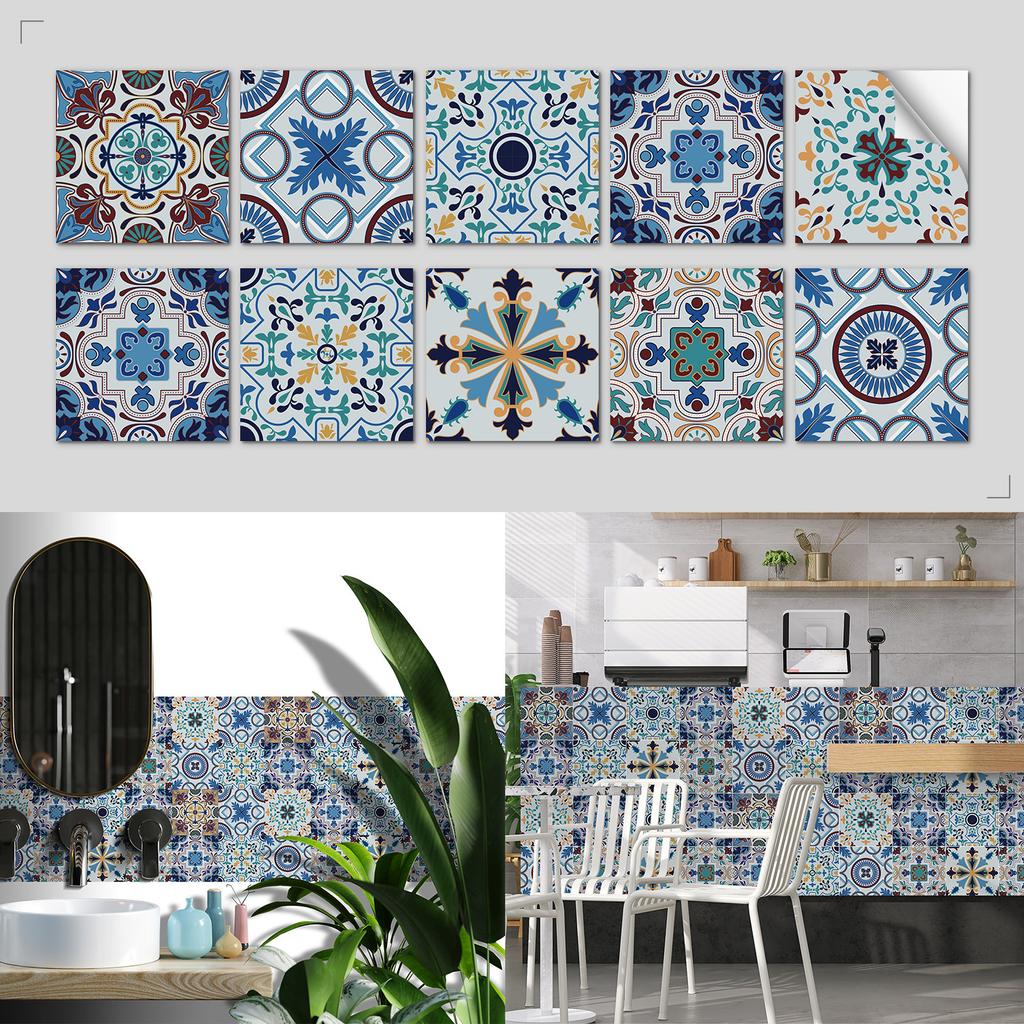 Nordic Tile Art Wall Sticker Kitchen Bathroom Waterproof And Oil-Proof Wallpaper Self-Adhesive Crystal Film Tile Sticker