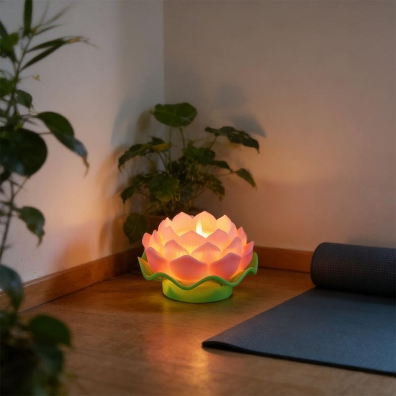 LED Electronic Candle Light Battery Operated Buddhas Table Lamps Creative Simulation Lotuses Night Light For Prayer