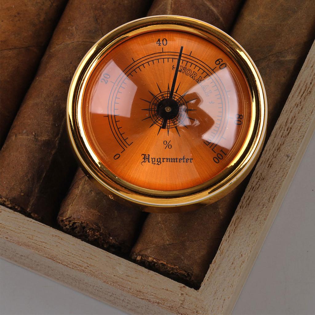 Mini Hygrometer Analog Hygrometer Mechanical Round Hygrometer Humidity Gauge for Cabinet Cans 1.77 Inch ( Gold )