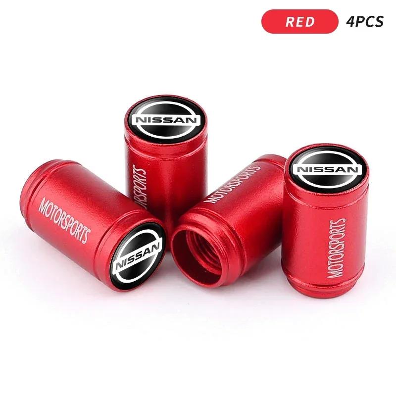 2025 J10 For Nissan 4pcs Aluminum Car Tire Valve Cap Tyre Gas Nozzle Cover Valve Dustproof For Nissan Nismo Tiida Teana Skyline