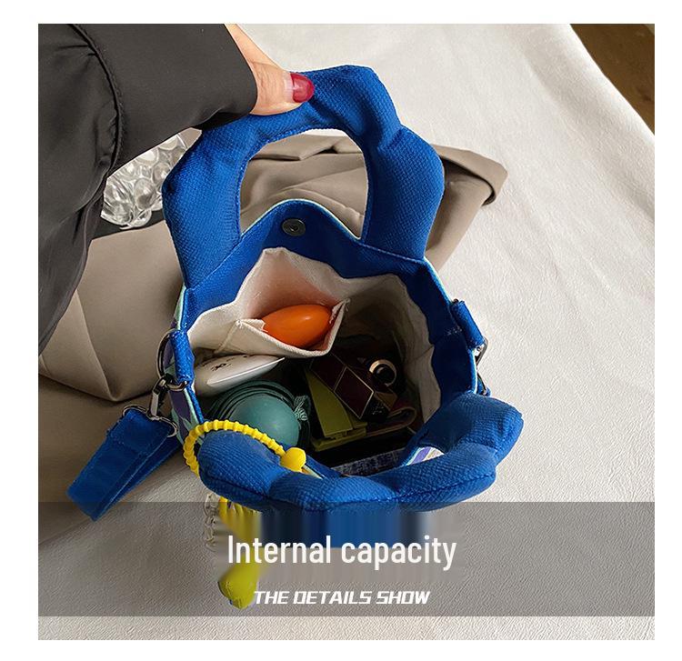 New Cartoon Graffiti Canvas Shoulder Crossbody Bucket Bag for Girls